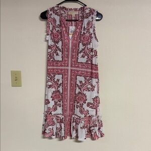 Floral Sleeveless Dress - Pink and White